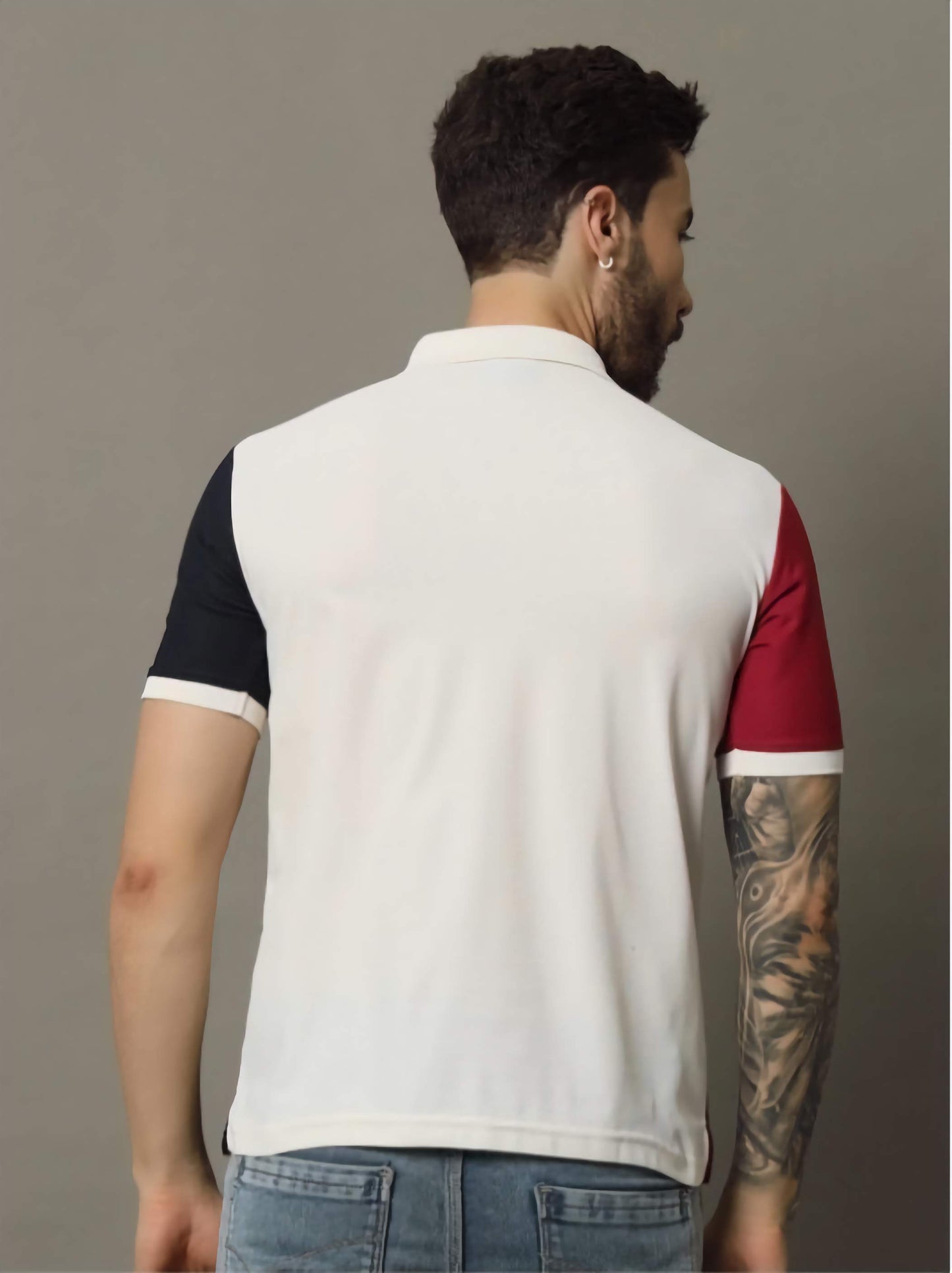 Men's Striped Polo Moisture Wicking T-Shirt Knitted Polyester