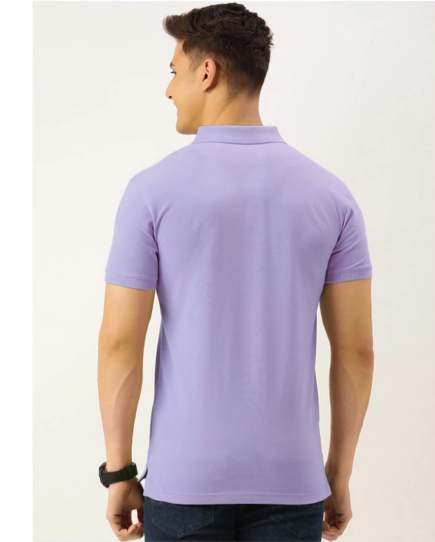 Men's Lilac Polo Moisture Wicking T-Shirt - Premium Knitted Polyester