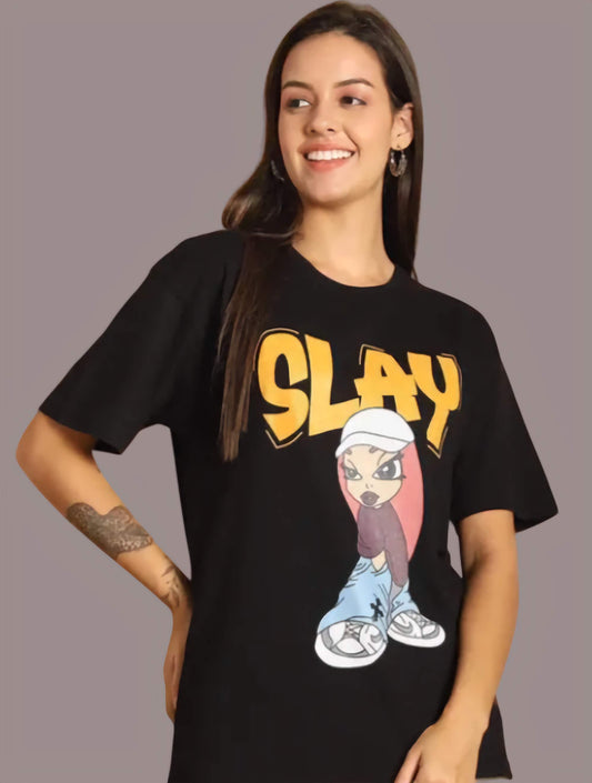 Black graphic printed oversized Tshirt