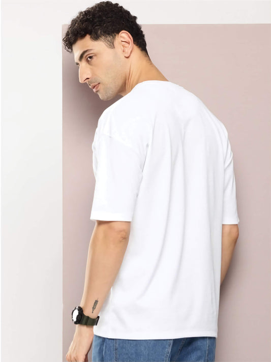 Men's Oversized White T-Shirt Cotton Loose Fit Casual Streetwear Plus Size Unisex