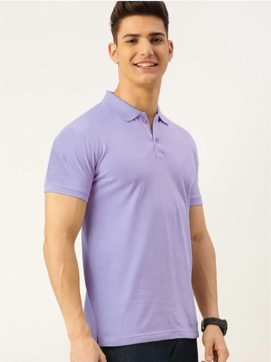 Men's Lilac Polo Moisture Wicking T-Shirt - Premium Knitted Polyester
