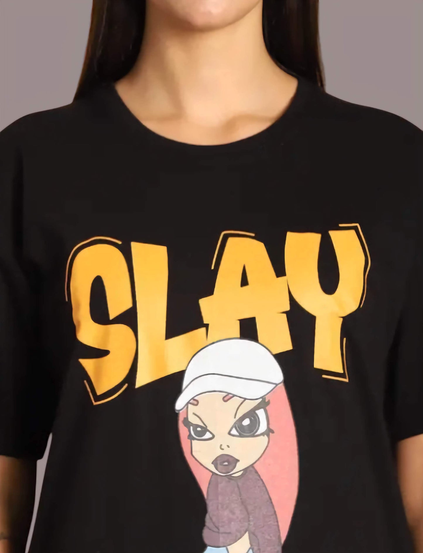 Black graphic printed oversized Tshirt