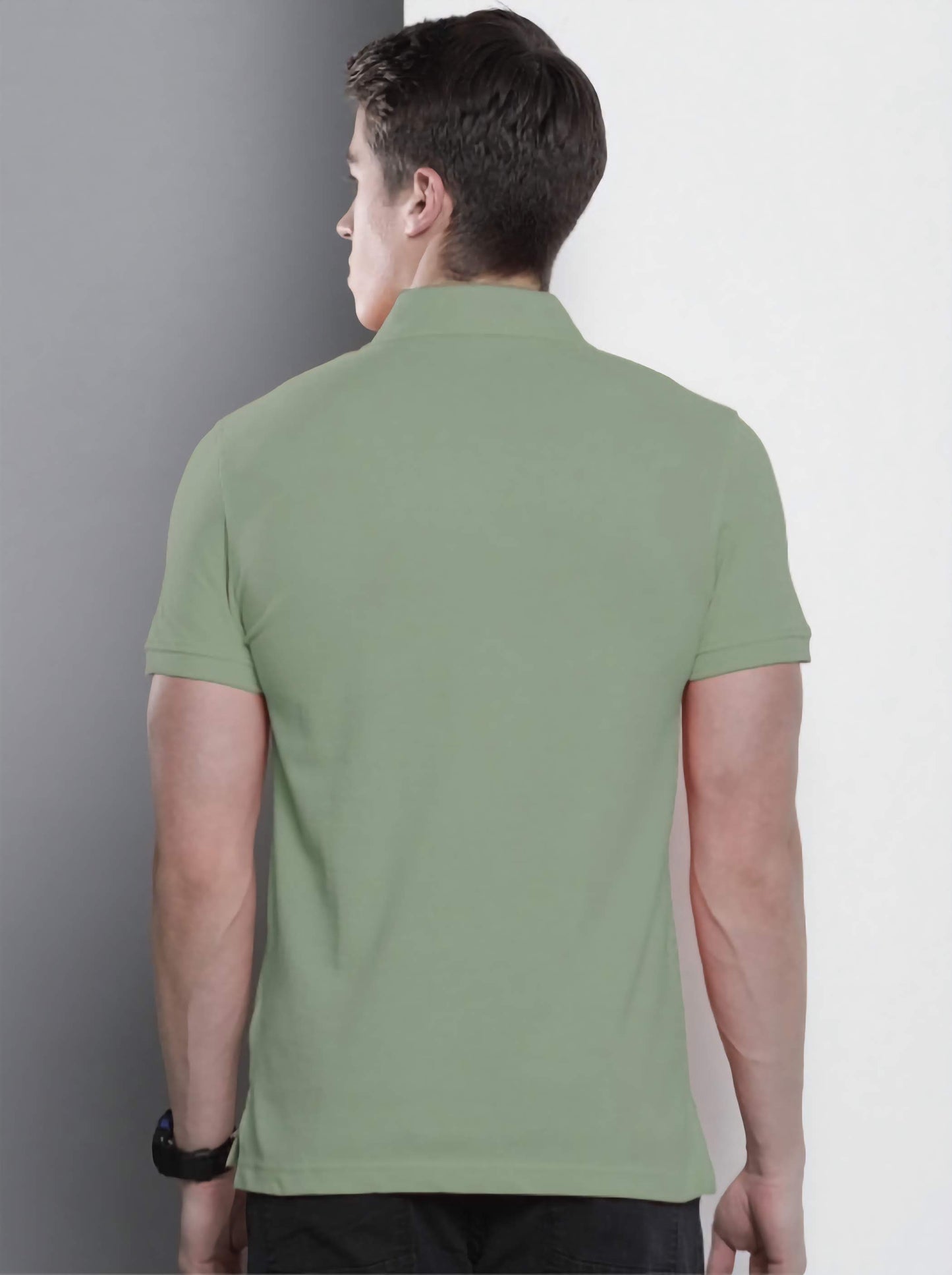 Men's Military Green Polo Moisture Wicking T-Shirt Knitted Polyester