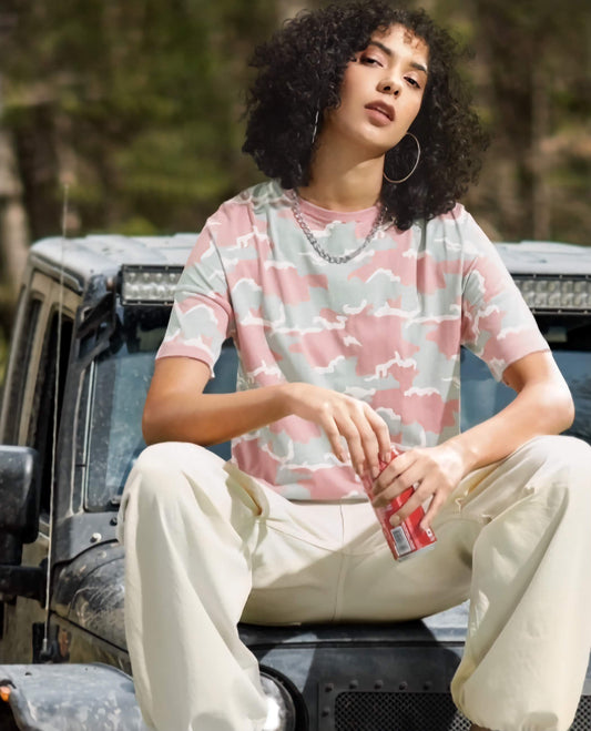 Pink Green Camo Loose Tee