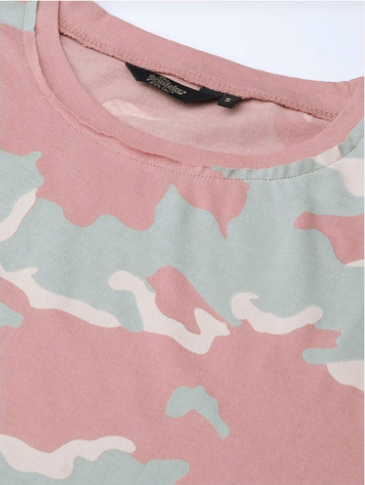 Pink Green Camo Loose Tee