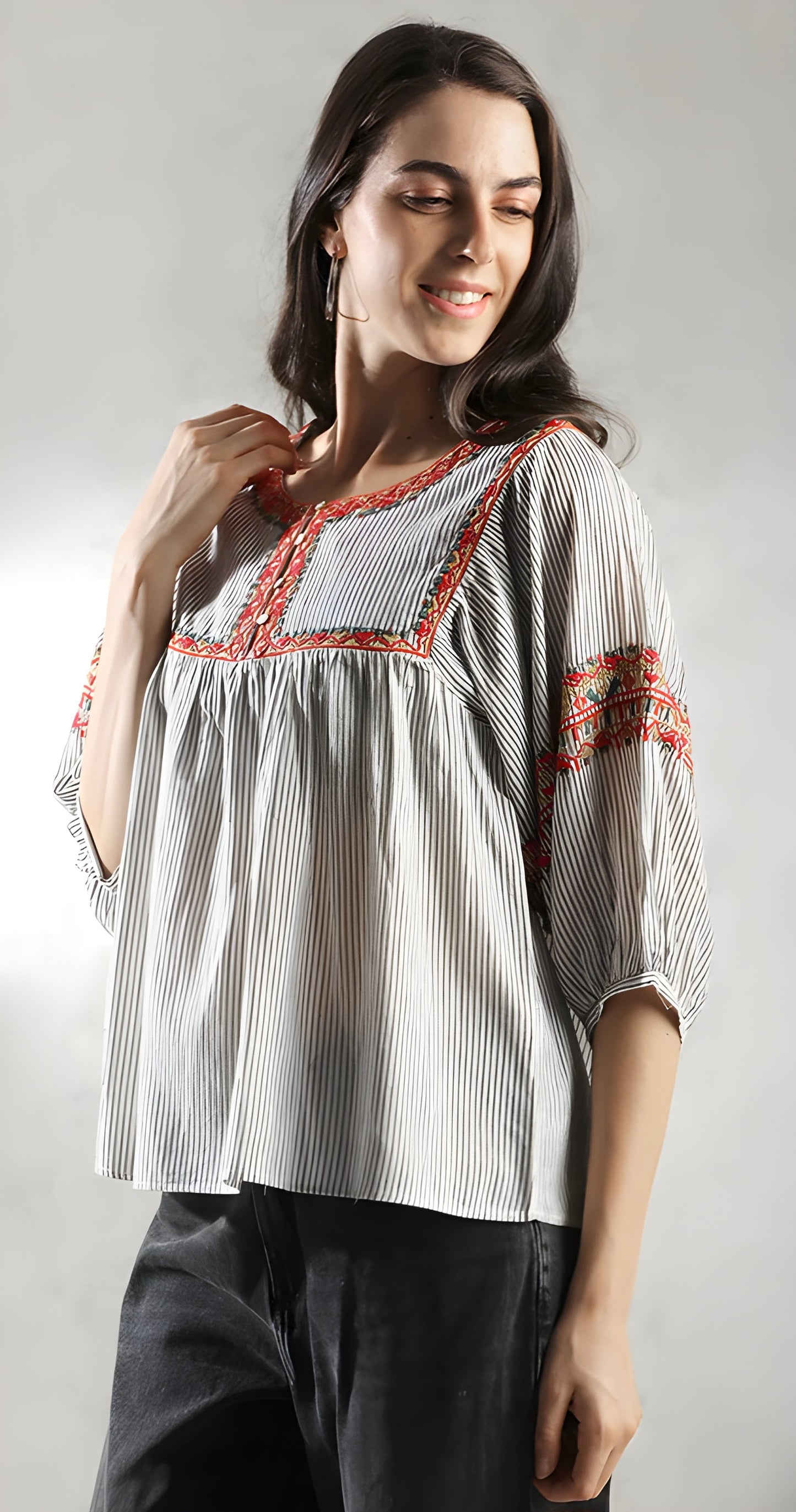 Women's Embroidery A-Line Top