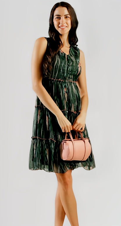 Women's Green Chiffon Printed dresss