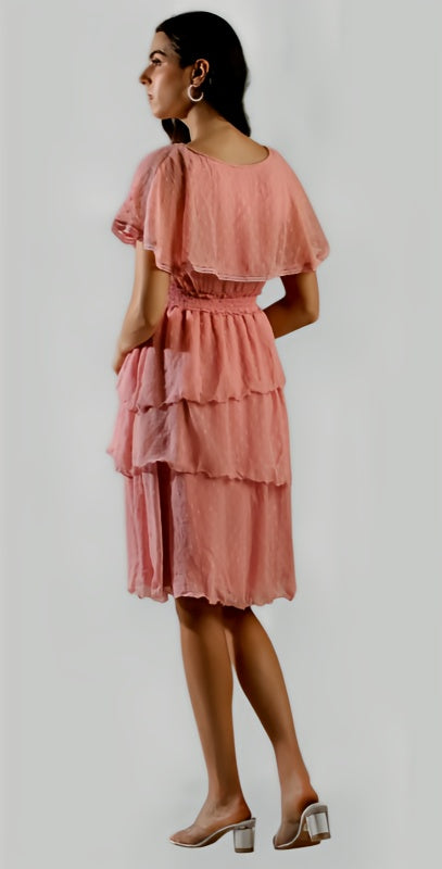 Women's Pink Chiffon Textured Dress