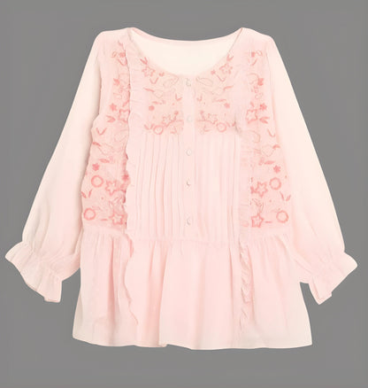 Women's Pleated Pink A-Line Top