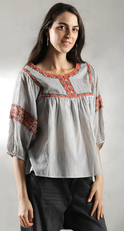 Women's Embroidery A-Line Top