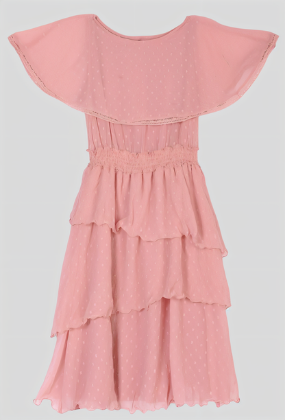 Women's Pink Chiffon Textured Dress