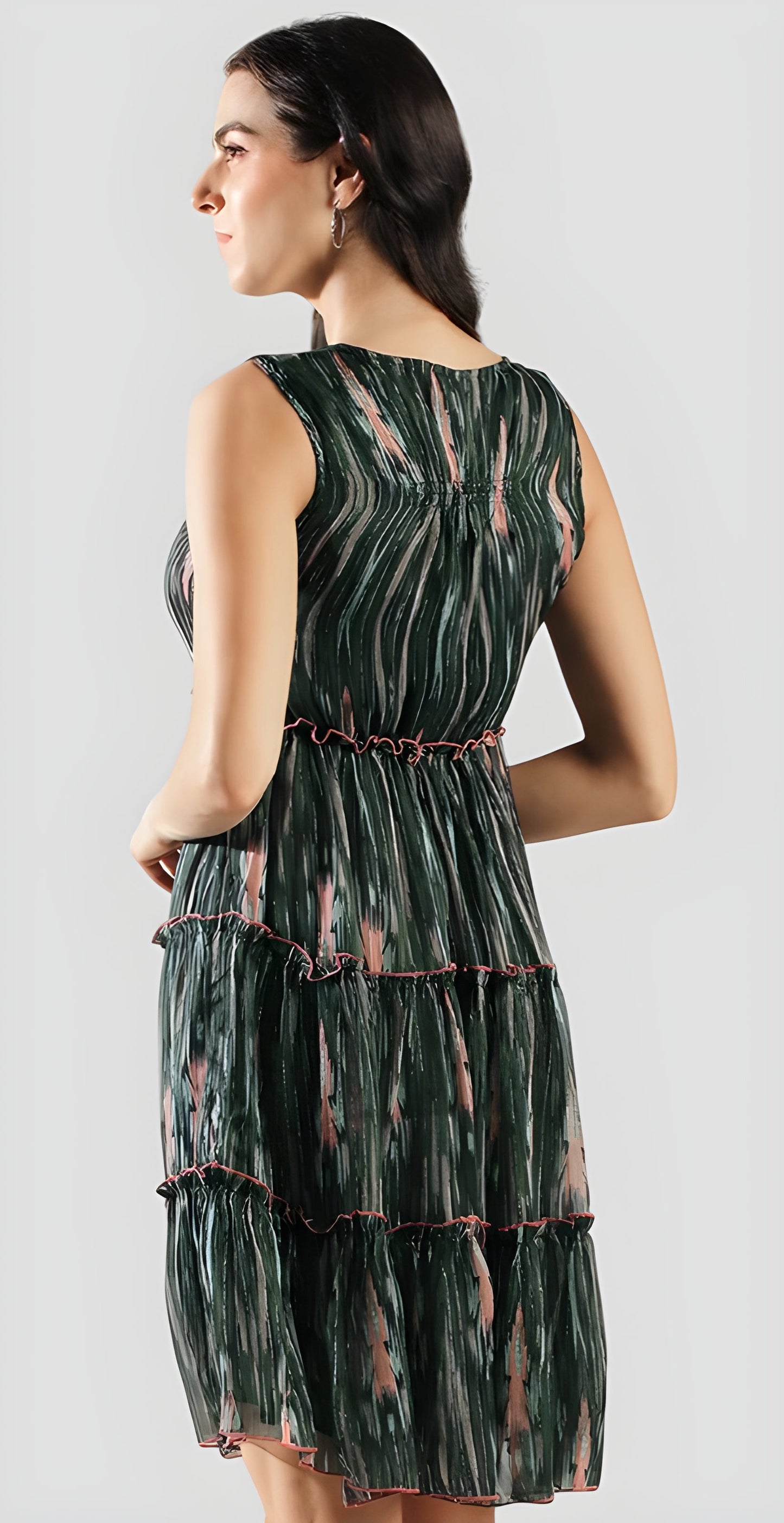 Women's Green Chiffon Printed dresss
