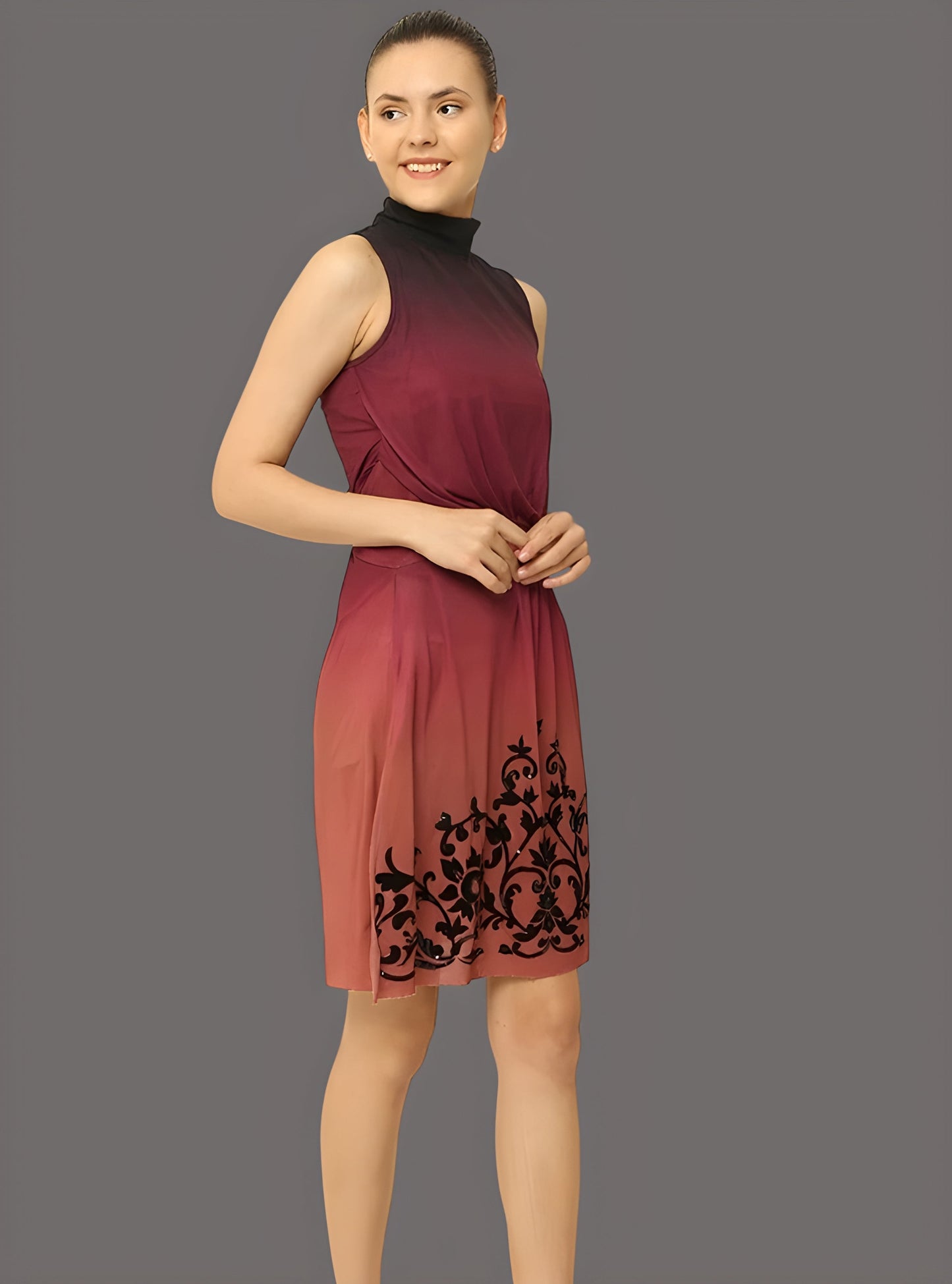 Women's Maroon A Line Dress