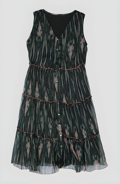Women's Green Chiffon Printed dresss