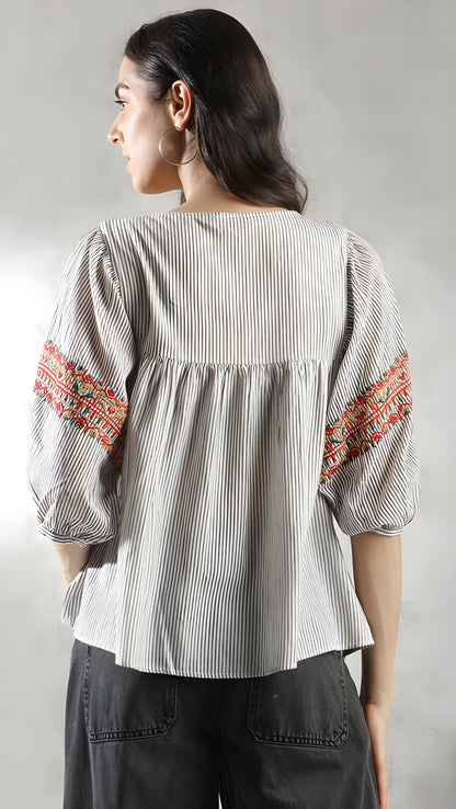 Women's Embroidery A-Line Top
