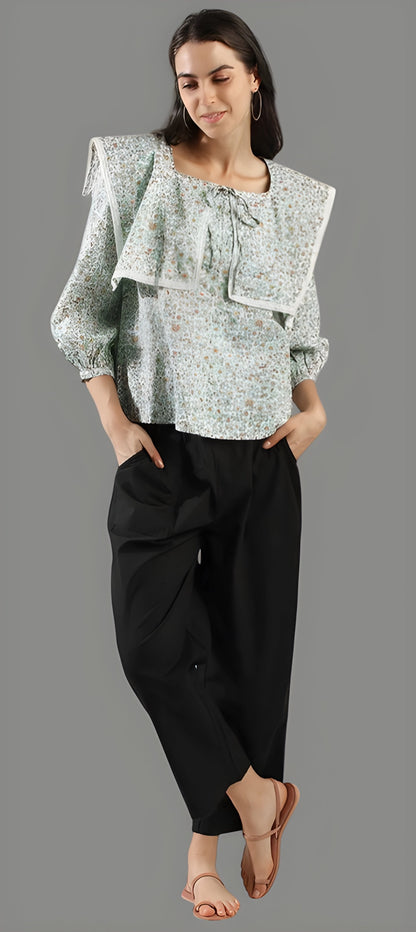 Women's Green Printed A-Line Top