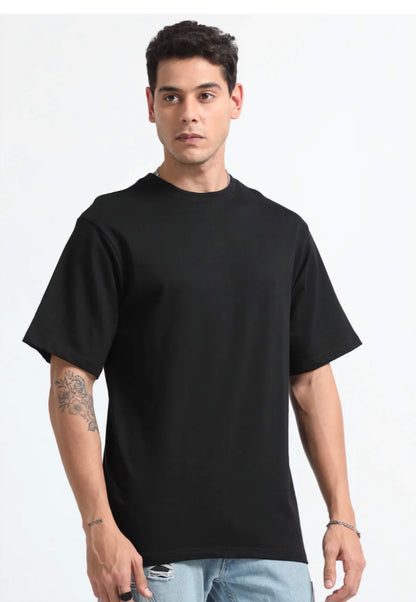 Black solid Oversized T-Shirts