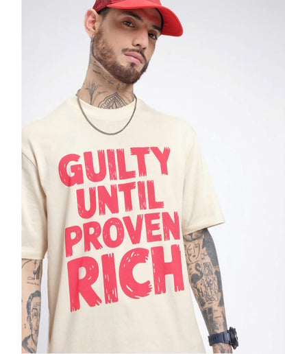 Men's Printed Oversized Beige T-Shirt Cotton Graphic Loose Fit Casual Streetwear Plus Size