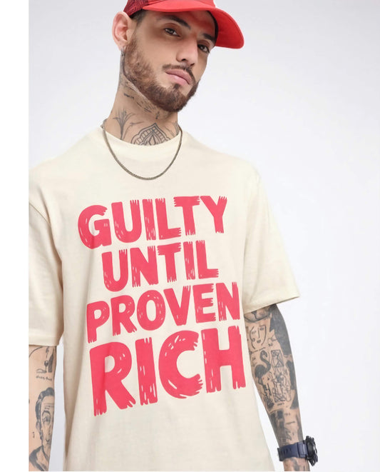 Men's Printed Oversized Beige T-Shirt Cotton Graphic Loose Fit Casual Streetwear Plus Size
