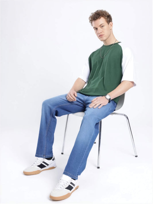 Men's Raglan Sleeve Oversized T-Shirt Cotton Baseball Style Loose Fit Casual Streetwear