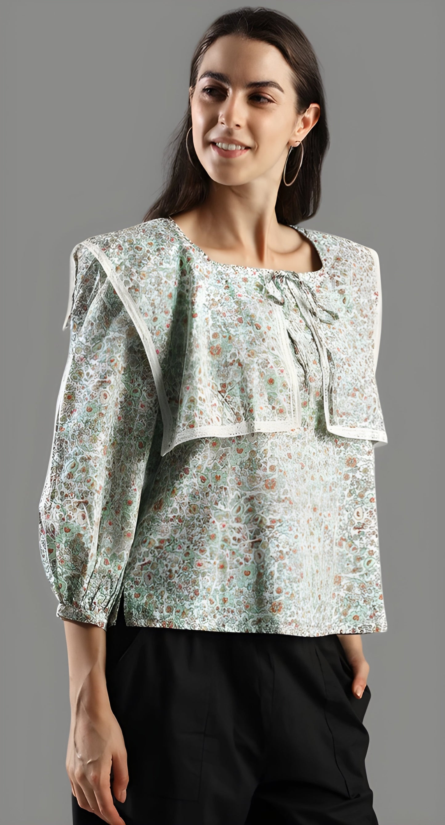 Women's Green Printed A-Line Top