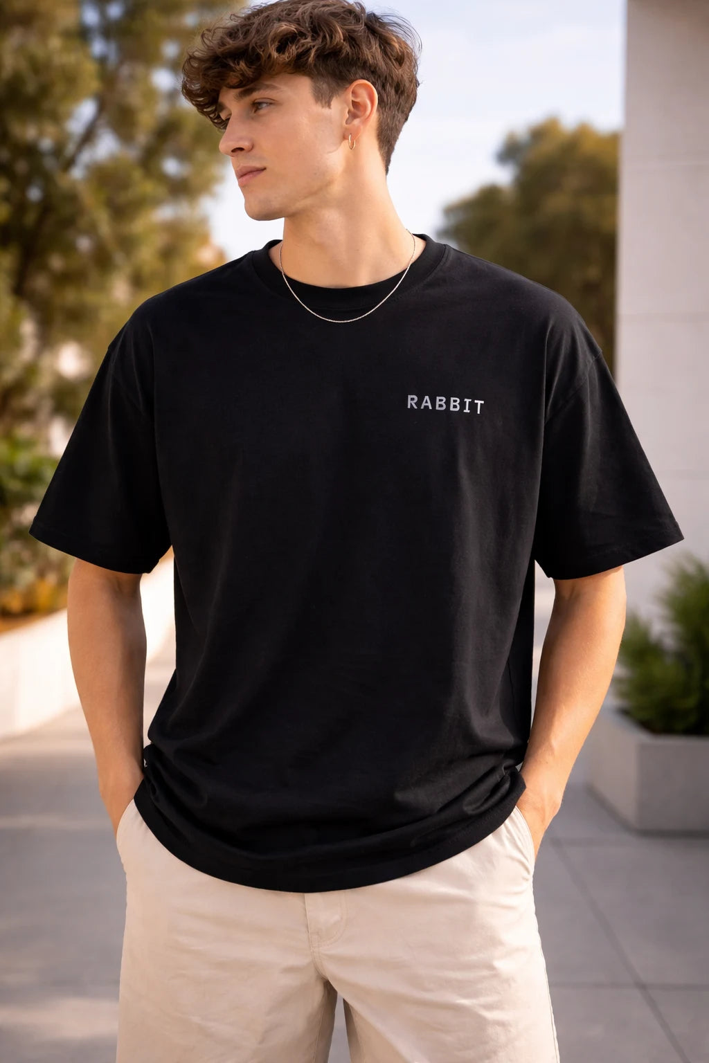 premium heavy cotton oversized tee black
